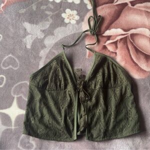 Green Lace Halter Top